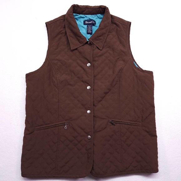 Denim & Co. Other - Denim & Co. Vest Womens Medium Quilted Collared Pockets Snap Closure Lined